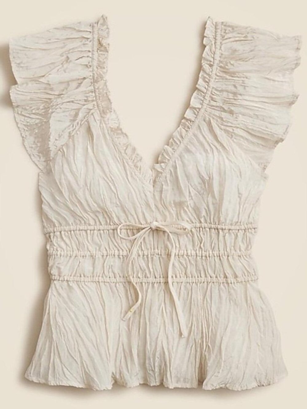 New J. Crew Cream Ruffle Palermo Peplum Babydoll Blouse in size XS